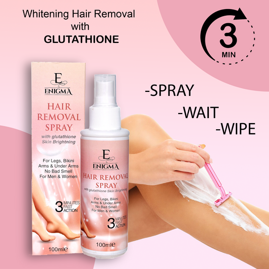 Enigma Hair Removal Spray 3 Mins Results with Glutathione