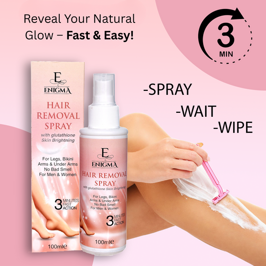 Enigma Hair Removal Spray 3 Mins Results with Glutathione